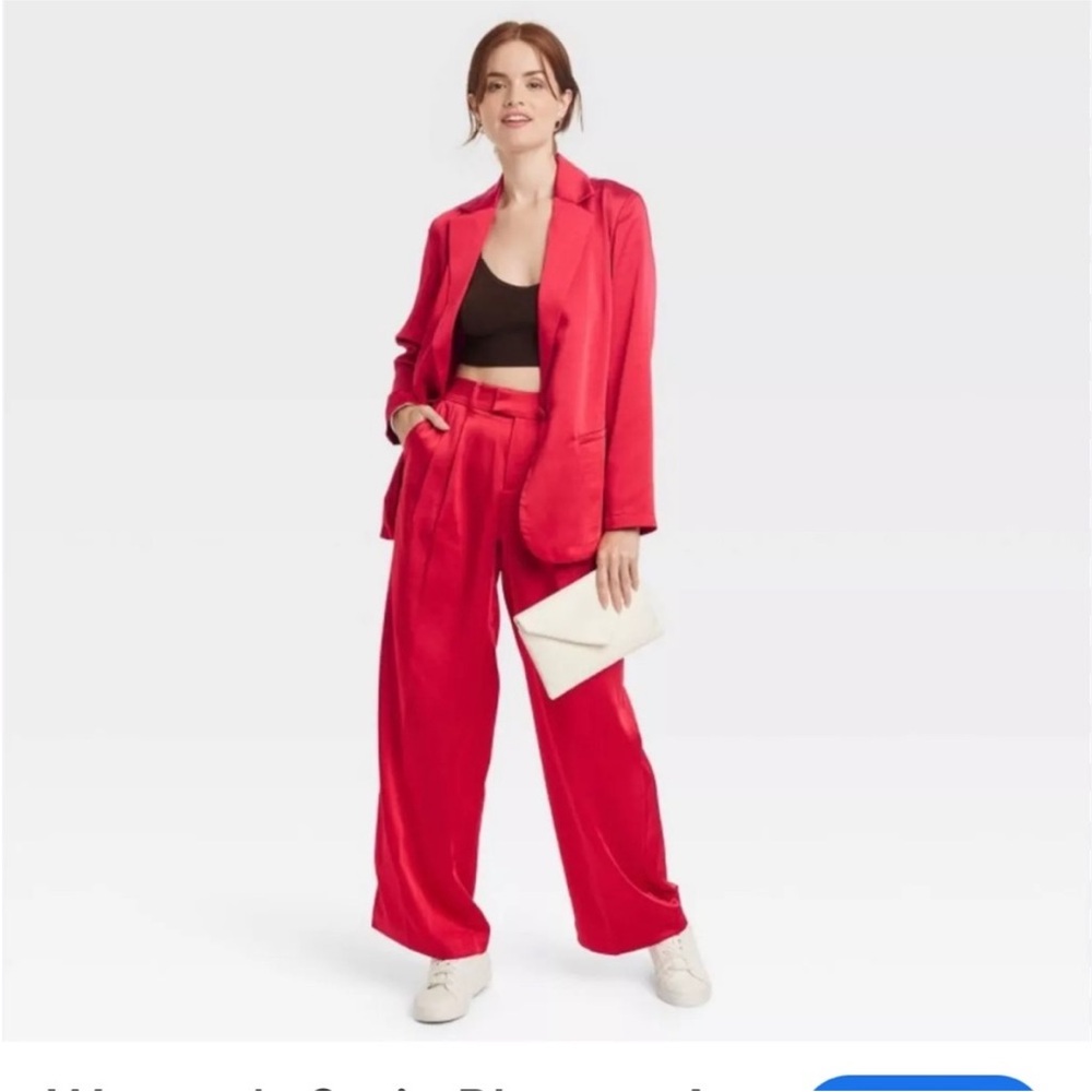 a new day Vibrant Red High-Waist Pleated Trousers - Picture 4 of 6